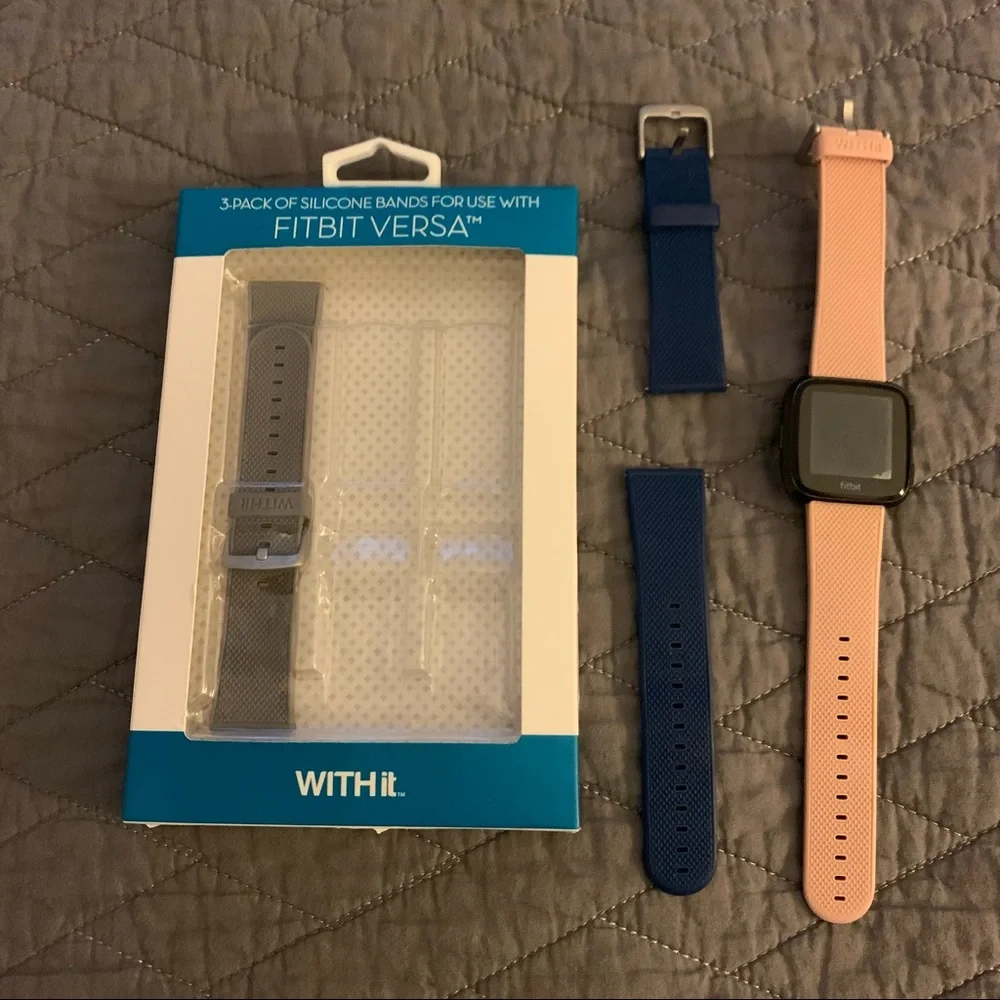 3-pack of Silicone Bands For Use With Fitbit Versa.
